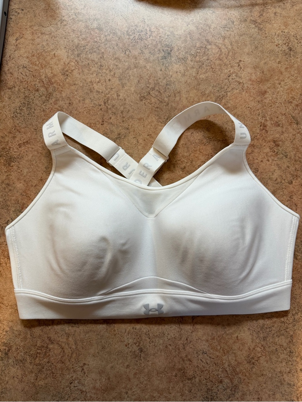 Under Armour Size L White Padded High-Support Sports Bra